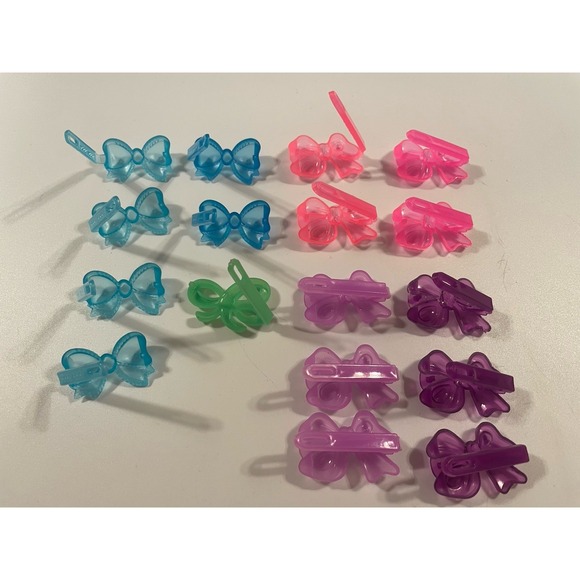 Vintage Lot Girl's Hair Clip Bows Barrettes Translucent Colorful 80's 90's Y2K - Picture 13 of 13